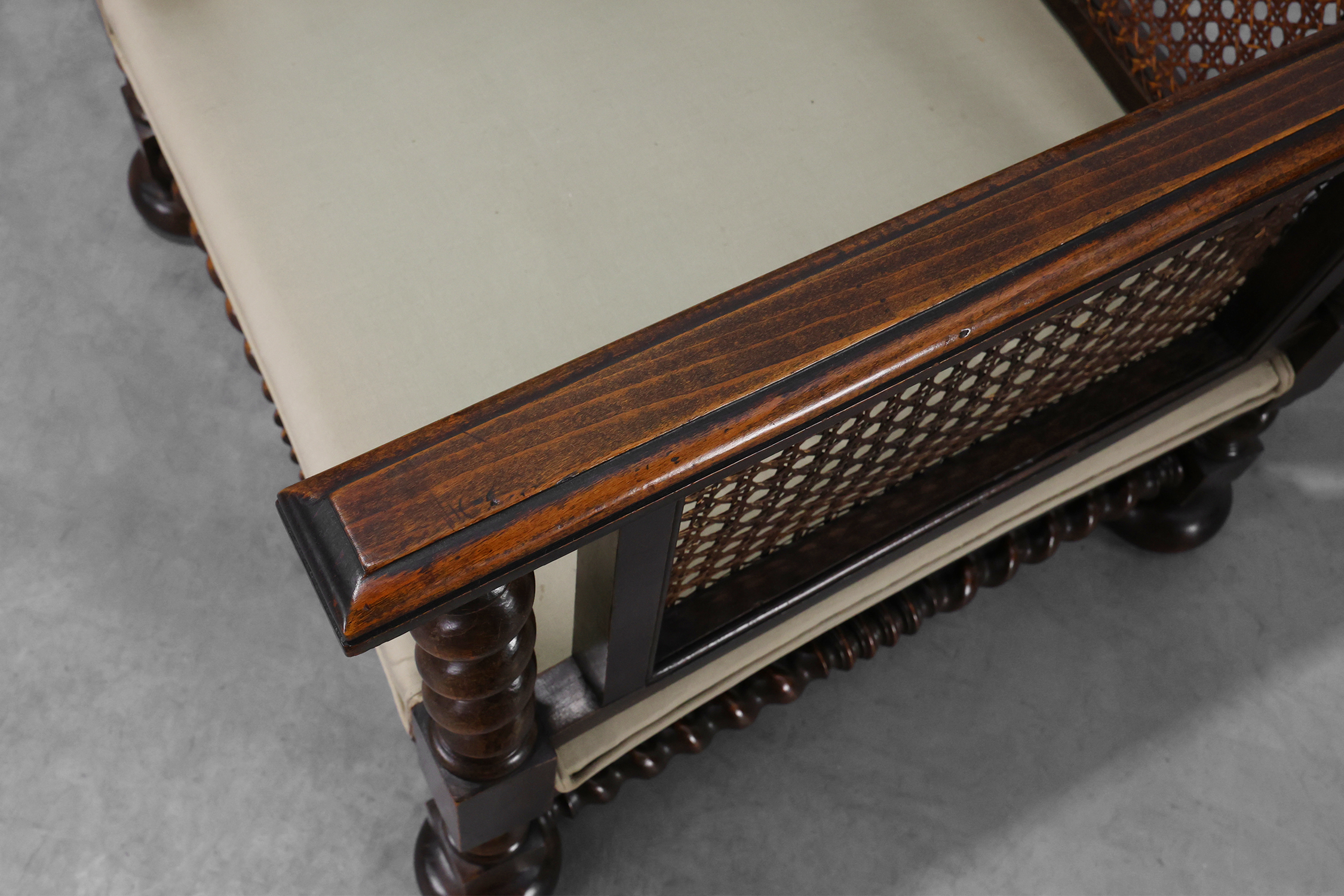 Pair of Antique English Oak and Rattan Armchairs with Twisted Details, UK ca. 1880thumbnail